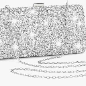 Silver Clutch Bag Crossbody Purse for Women - New in Box